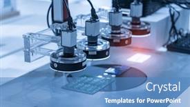  Presentation with vision - Theme having automatic-robot-vision-sensor-camera background and a teal colored foreground