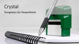  Presentation with stamp - Slide deck having systems thinking - business system development diagram concept background and a light gray colored foreground