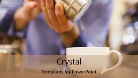  Presentation with sugar brain - Beautiful presentation design featuring automatic sellesrs - photo of barista man pouring backdrop and a coral colored foreground