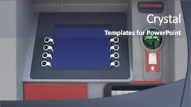  Presentation with atm machine - PPT theme featuring automatic teller machine with blank background and a ocean colored foreground