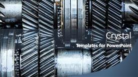  Presentation with mechanical transmission - Presentation theme having automatic-transmission-gearset-with-cogwheels background and a ocean colored foreground