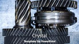  Presentation with mechanical transmission - Theme featuring automatic-transmission-gearset-with-cogwheels background and a tawny brown colored foreground