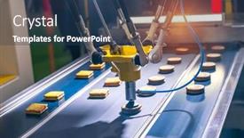  Presentation with food industry - Slide deck enhanced with automatic-vacuum-suckers-with-conveyor background and a ocean colored foreground