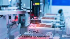  Presentation with manufacturing industry - Cool new presentation design with automatic-vision-sensor-camera-system backdrop and a teal colored foreground