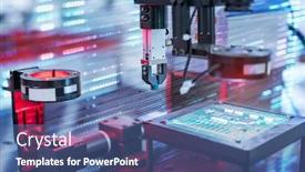  Presentation with manufacturing industry - Theme having automatic-vision-sensor-camera-system background and a ocean colored foreground