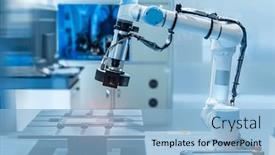  Presentation with machine vision - Slides enhanced with automatic-vision-sensor-machine-measure background and a light blue colored foreground