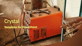  Presentation with welding - PPT layouts having automatic welding apparatus for metalworking background and a red colored foreground