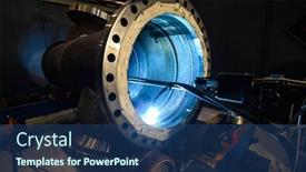  Presentation with welding - Presentation having automatic-welding-machine background and a ocean colored foreground