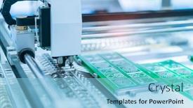  Presentation with automation - PPT theme featuring automation-chip-mounter-working background and a light blue colored foreground