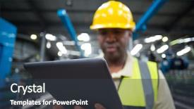  Presentation with digital industry - Presentation theme featuring automation industry - close-up of factory worker using background and a tawny brown colored foreground