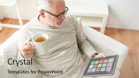  Presentation with senior smart home - Slides enhanced with automation internet of things background and a light gray colored foreground