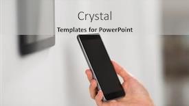  Presentation with home automation - Audience pleasing slide set consisting of automation internet of things and technology concept - hand with smartphone at smart home backdrop and a light gray colored foreground