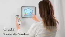  Presentation with smart home automation - Presentation theme having automation-internet-of-things background and a light gray colored foreground