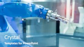  Presentation with arm robot - Presentation theme with automation system control application background and a  colored foreground