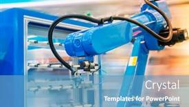  Presentation with robot arm - Audience pleasing slide deck consisting of automation-system-control-application backdrop and a teal colored foreground