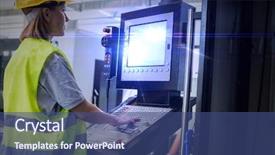  Presentation with control panel - Slide set featuring automation technology - side view of female worker background and a ocean colored foreground