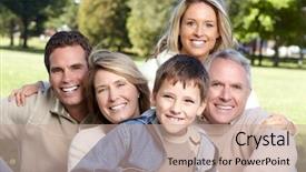  Presentation with nature - Beautiful PPT theme featuring automn - happy family over park nature backdrop and a coral colored foreground