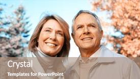  Presentation with senior couple - Beautiful presentation theme featuring automn - happy senior loving couple backdrop and a coral colored foreground