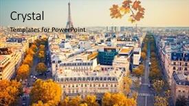  Presentation with eiffel tower paris france - Presentation theme featuring automne - view on eiffel tower background and a coral colored foreground
