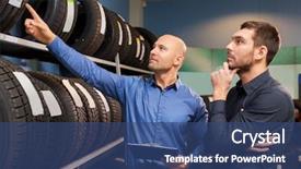  Presentation with car business - Slides with automobile - business maintenance and people concept background and a ocean colored foreground