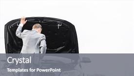  Presentation with car - Slides with automobile - businessman looking at breakdown car background and a gray colored foreground