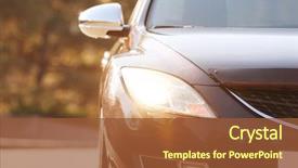  Presentation with car - Cool new theme with automobile - car headlight closeup backdrop and a tawny brown colored foreground