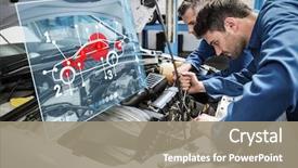  Presentation with mechanics - PPT layouts having automobile - car interface against team background and a gray colored foreground