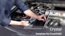  Presentation with mechanic - Presentation theme featuring automobile - car mechanic hands background and a dark gray colored foreground