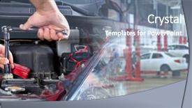  Presentation with mechanic - Audience pleasing PPT theme consisting of automobile - car mechanic backdrop and a seafoam green colored foreground