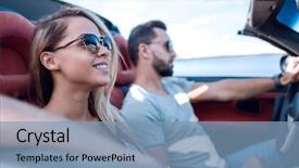  Presentation with couple - Slides enhanced with automobile - close up the couple traveling background and a teal colored foreground