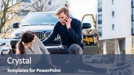  Presentation with city street - Beautiful presentation theme featuring automobile - full length view backdrop and a ocean colored foreground