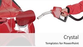  Presentation with fuel station - Cool new PPT theme with automobile - gasoline pistol pump gun fuel backdrop and a white colored foreground