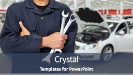  Presentation with mechanic repair - Presentation theme enhanced with automobile - hands of car mechanic background and a ocean colored foreground