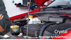  Presentation with mechanic - Amazing PPT layouts having automobile - hands of car mechanic backdrop and a dark gray colored foreground