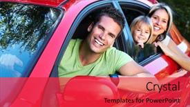  Presentation with automobile - Audience pleasing PPT theme consisting of automobile - happy smiling family backdrop and a red colored foreground