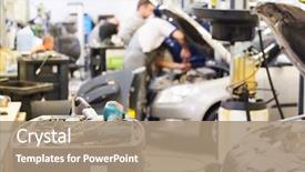  Presentation with repair - Presentation theme featuring automobile - interior of a car repair background and a coral colored foreground