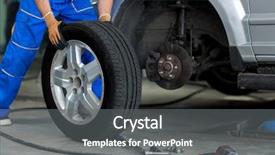  Presentation with wheel - Slides with automobile - mechanic changing a wheel background and a gray colored foreground