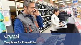  Presentation with mechanic shop - Audience pleasing theme consisting of automobile - mechanic in car repair shop backdrop and a ocean colored foreground