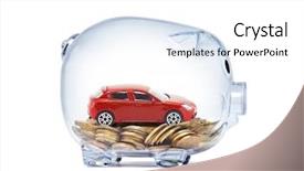  Presentation with piggy bank - Colorful slides enhanced with automobile - red car on money inside backdrop and a white colored foreground
