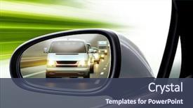  Presentation with rear view mirror - Amazing slide set having automobile - reflection of traffic flow backdrop and a ocean colored foreground