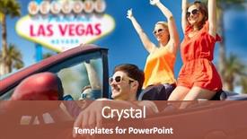  Presentation with travel friends - Colorful PPT layouts enhanced with automobile - summer holidays road trip backdrop and a red colored foreground