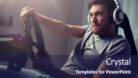  Presentation with racing - Beautiful presentation featuring automobile - technology gaming entertainment and people backdrop and a navy blue colored foreground