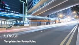  Presentation with hong kong china - Amazing slide deck having automobile - traffic trails in downtown hong backdrop and a gray colored foreground