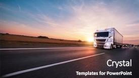  Presentation with cargo - Amazing slides having automobile - truck with container on highway backdrop and a dark gray colored foreground