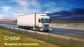  Presentation with shaving - Audience pleasing PPT layouts consisting of automobile - truck with container on highway backdrop and a tawny brown colored foreground