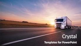  Presentation with cargo transportation - Colorful PPT layouts enhanced with automobile - truck with container on highway backdrop and a tawny brown colored foreground