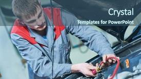  Presentation with conditioner - PPT theme enhanced with automobile air-conditioner servicing mechanic background and a ocean colored foreground