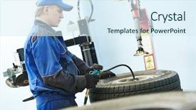  Presentation with automobile - Theme with automobile car wheel after tyre background and a sky blue colored foreground