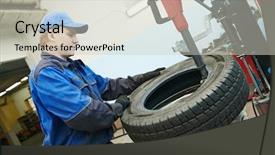  Presentation with automobile - Theme with automobile car wheel at tyre background and a light gray colored foreground