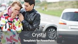  Presentation with car accident - PPT layouts with automobile cars after crash accident background and a dark gray colored foreground